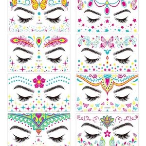 Decorative Face Jewel Stickers - Multicolor Festival Face Gems
